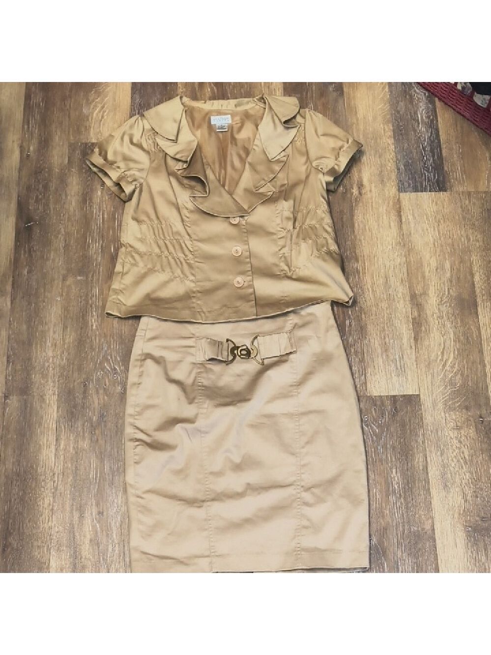 Allison Taylor Camel Pencil Skirt Ensemble With Top - Picture 2 of 6